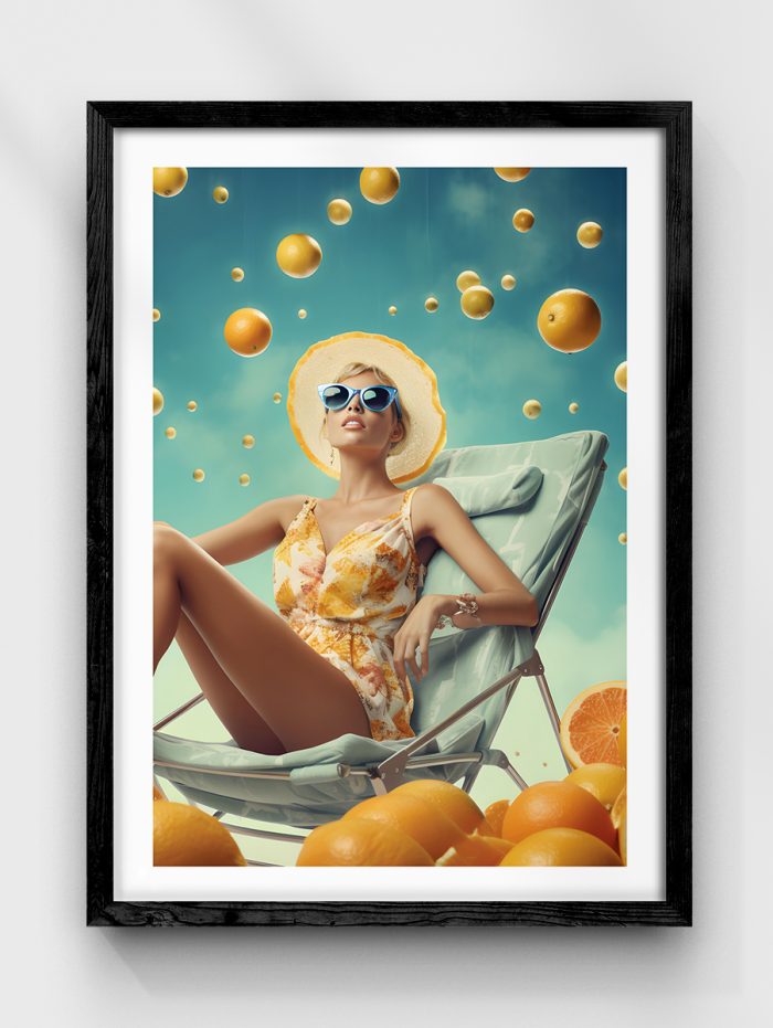 Sun Lounger Orange Poster