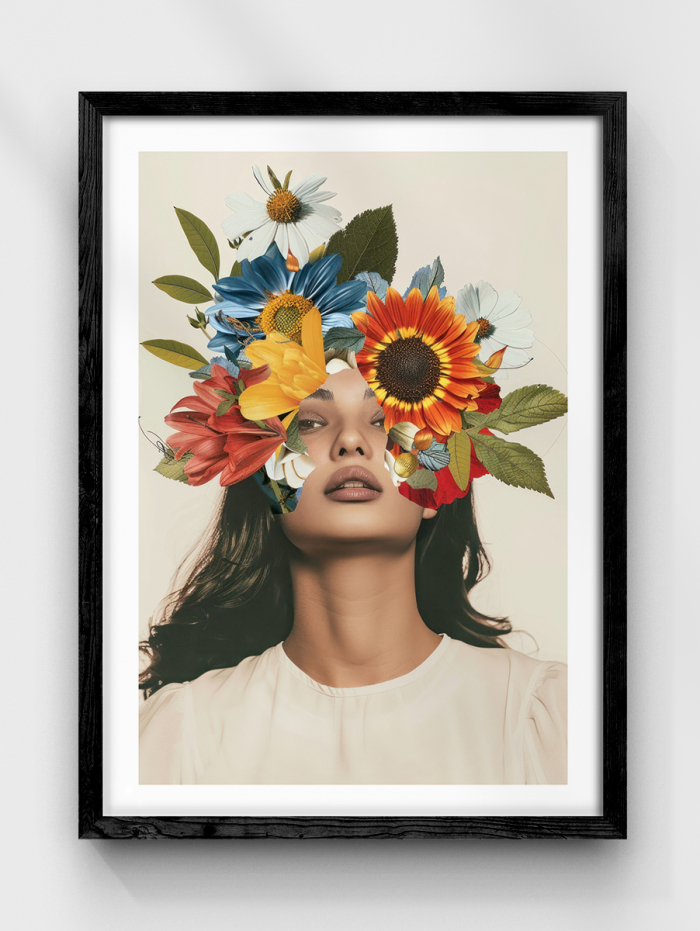 Face Floral Portrait Poster