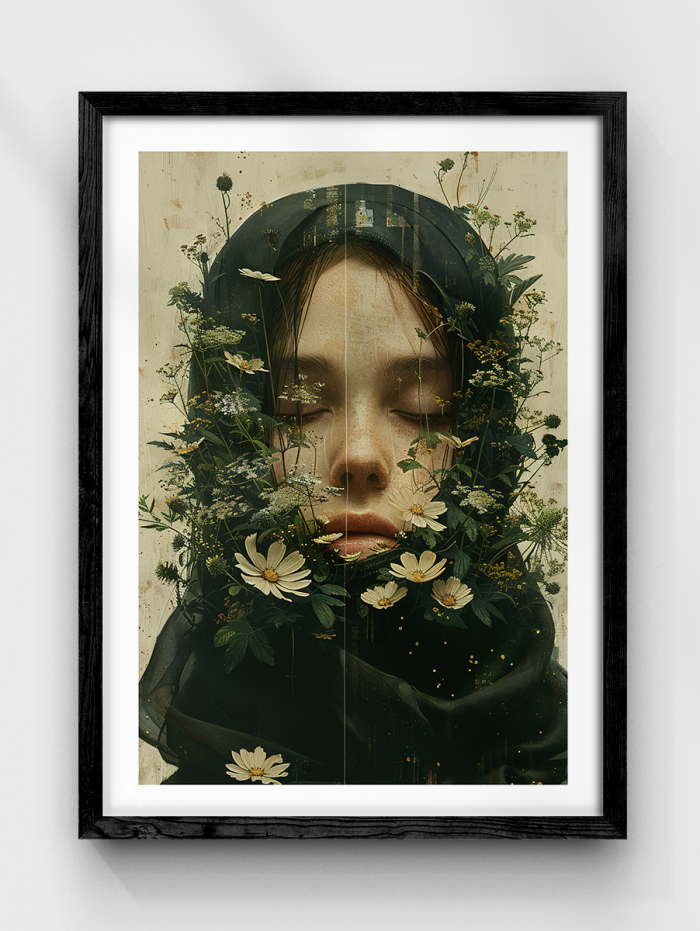 Organic Floral Face Poster